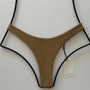 Acacia Swim Oslo Bikini Bottom - Palm Dual Ribbed - Minimal Coverage - High Cut